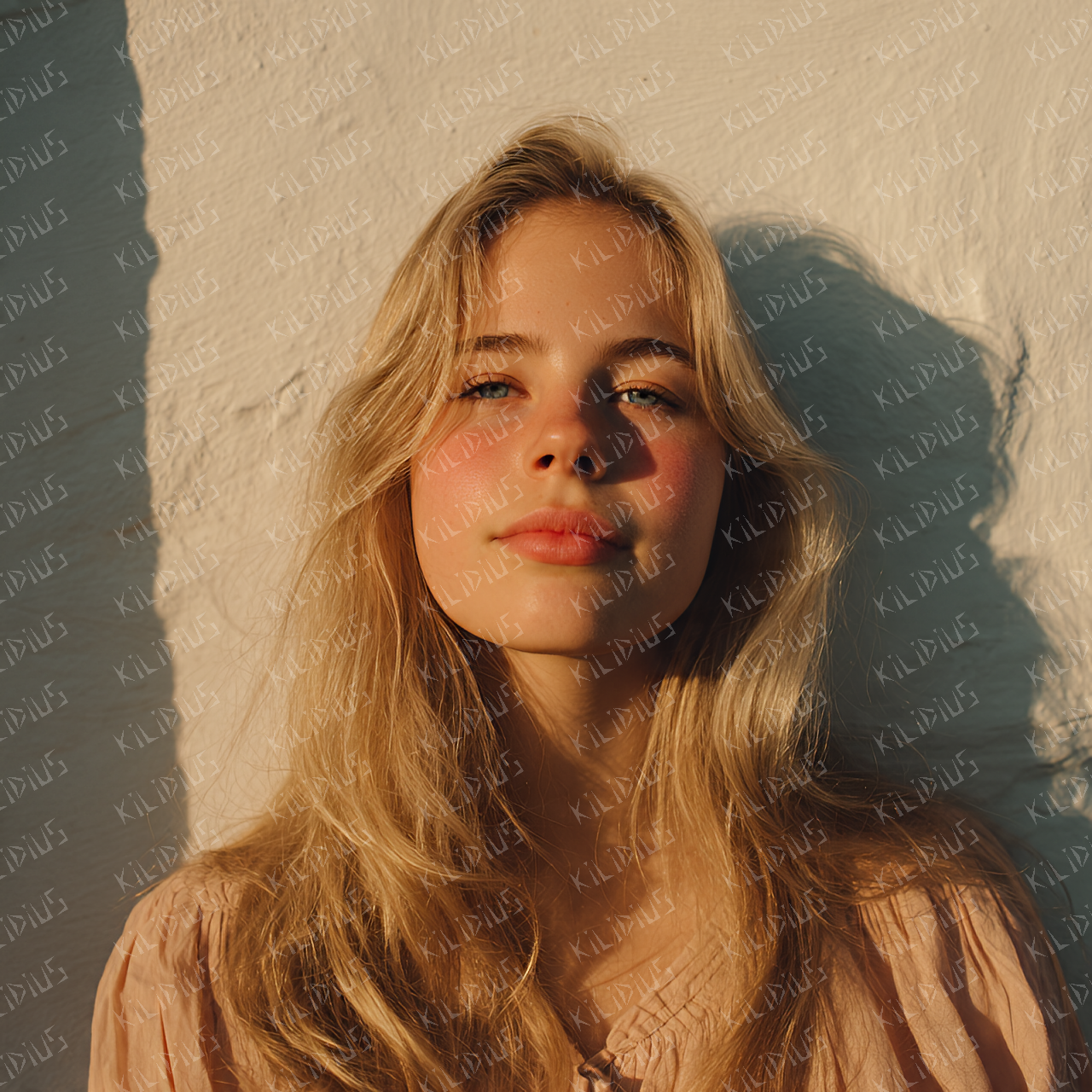 Zalika - Retrato Natural de Jovem Loira em Luz Dourada, Beleza Serena, Autenticidade e Estilo de Vida Saudável